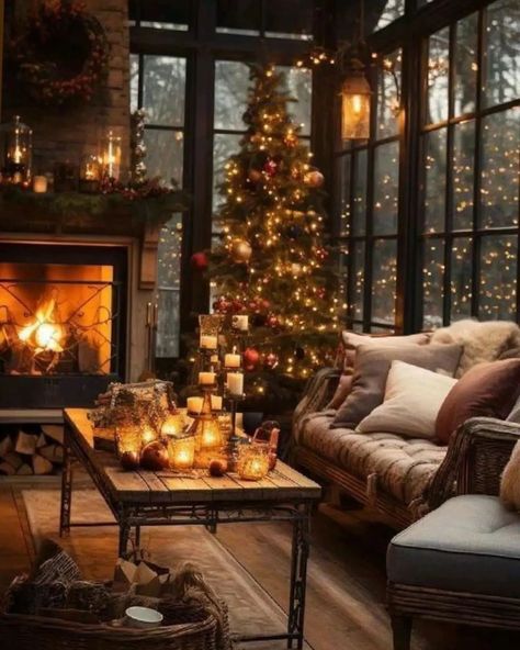 Christmas magic | 🎄🎅🏻🕯🤶🏻🎁🧑🏻‍🎄 #natale #alberodinatale #albero #joyeuxnoel #joytotheworld #jinglealltheway #jinglebells #jingles #santaclaus #sapin #sapinde… | Instagram Christmas Interior Decor Living Rooms, Home For The Holidays Aesthetic, Christmas Aesthetic House, Christmas House Aesthetic, Cozy Christmas Living Room Apartment, Christmas Cabin Aesthetic, Cozy Cabin Christmas Decor, Vintage Christmas Aesthetic Cozy, Cozy Apartment Christmas