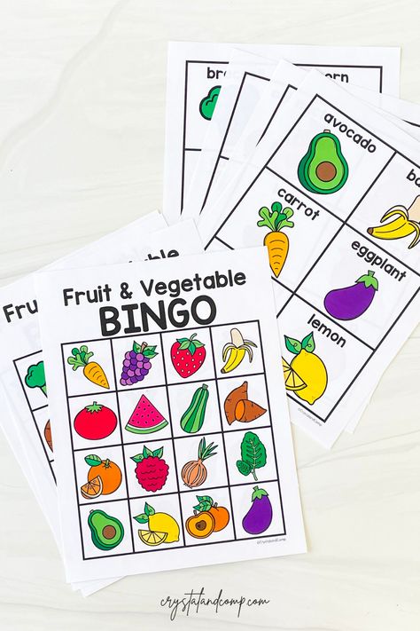 Fall Fruits And Vegetables Preschool, Preschool Veggie Activities, Fruit And Veg Theme Preschool, Fruit And Vegetable Sorting Preschool, Fruit Or Vegetable Preschool Activity, Vegetable Bingo Free Printable, Fruit And Vegetable Theme Preschool, Summer Fruit Activities For Kids, Kindergarten Fruits And Vegetables