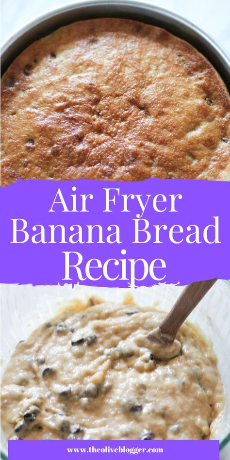 Looking for an easy and delicious treat? Try our Air Fryer Banana Bread!🍌🍞🍫 Moist and fluffy with a hint of sweetness, this recipe is perfect for breakfast or dessert. Plus, the added chocolate chips make it extra indulgent! 😋🍫 Give it a try today! #AirFryerBananaBread #EasyRecipe #ChocolateChips #DessertIdeas Clean Banana Bread, Air Fryer Banana Bread, Banana Bread Moist, Air Fryer Banana, Banana And Egg, Air Fryer Oven Recipes, Easy Banana Bread Recipe, Guilt Free Dessert, Make Banana Bread