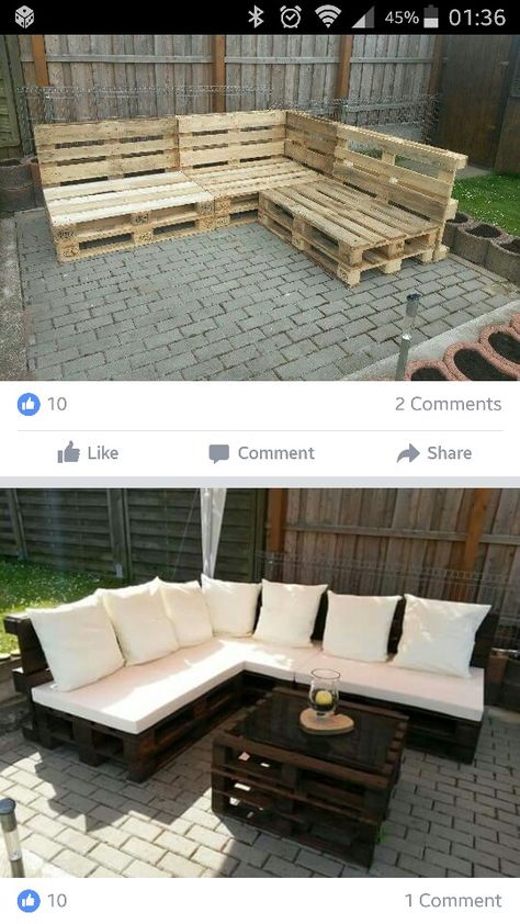 Furniture Made Out Of Pallets, Wood Pallet Ideas, Diy Wood Pallet, Pallets Diy, Pallet Garden Furniture, Pallet Patio Furniture, Pallet Patio, Pallet Decor, Diy Garden Furniture