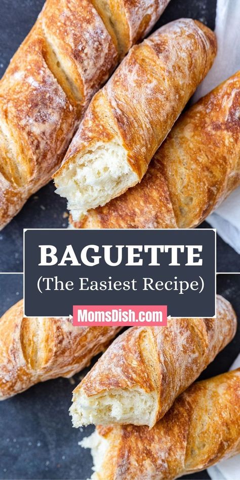 Homemade Baguette, Baguette Recipe, Baguette Bread, Homemade Bread Recipes Easy, Artisan Bread Recipes, Best Bread Recipe, Hairstyles Curly Hair, Bread Bun, Bread Machine Recipes