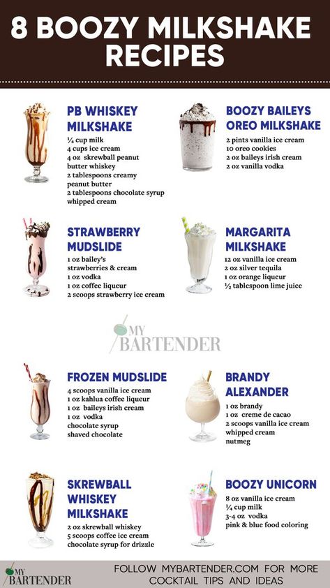 MyBartender Boozy Milkshake Recipes, Boozy Shakes, Bartender Drinks Recipes, Bourbon Chocolate, Alcoholic Treats, Boozy Milkshake, Bartender Drinks, Cocktail Drinks Alcoholic, Alcholic Drinks