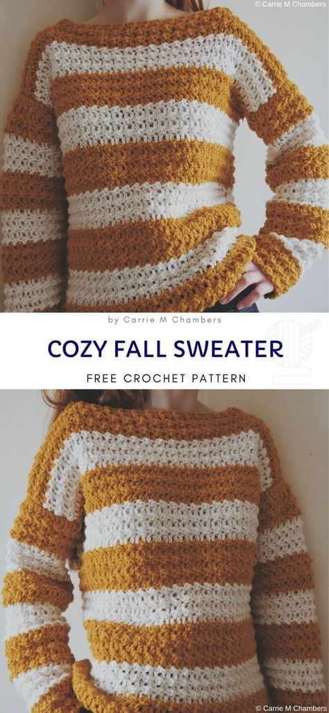 Cozy Fall Sweater, Cozy Sweaters Autumn, Crochet Mignon, Pull Crochet, Crochet Sweater Pattern Free, Fall Sweater, Blanket Patterns, Chale Crochet, Crochet Woman