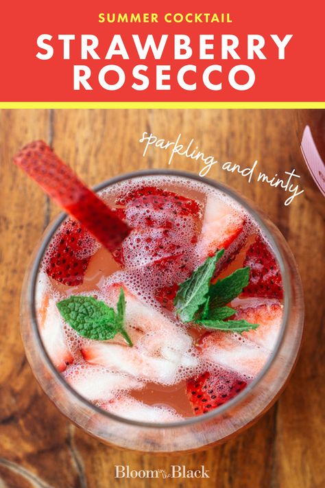 Strawberry Lemonade Prosecco, Rose Prosecco Drinks, Rose Prosecco, Rose Prosecco Cocktail, Prosecco Punch, Prosecco Drinks, Easy Punch, Strawberry Simple Syrup, Meals Kids Love