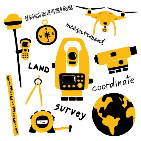 Geodetic Engineering Wallpaper, Geodesy Aesthetic, Geodetic Engineer, Construction Sketch, Engineering Illustration, Surveying Engineering, Construction Images, Surveying Equipment, Civil Engineering Construction