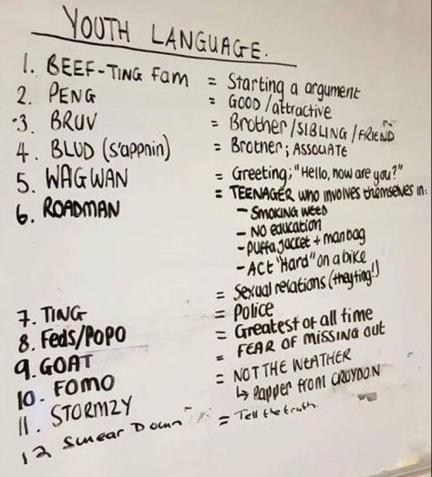 They now know what 'peng' and 'roadman' mean. Slang Words Teenagers, Teenage Slang, Teen Slang, Interactive Timeline, No Context, Slang Words, Cheer Me Up, Tell The Truth, House Cleaning