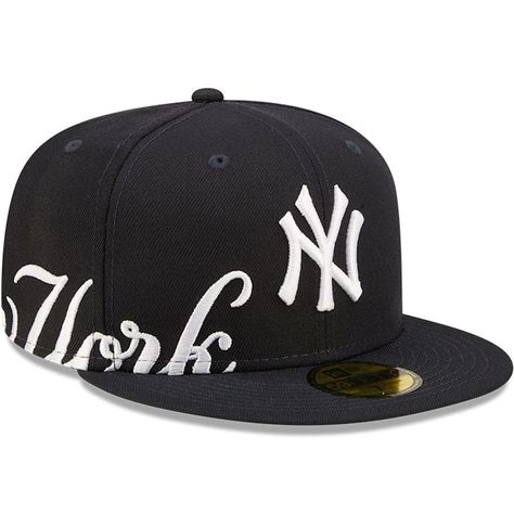 New Era 59FIFTY Side Split Fitted Cap New York Yankees - Navy New Era Yankees, Yankee Hat, Swag Hats, New York Yankee Hat, New Era Logo, Navy Hats, 59fifty Hats, New Era Hats, Mens Trendy Outfits