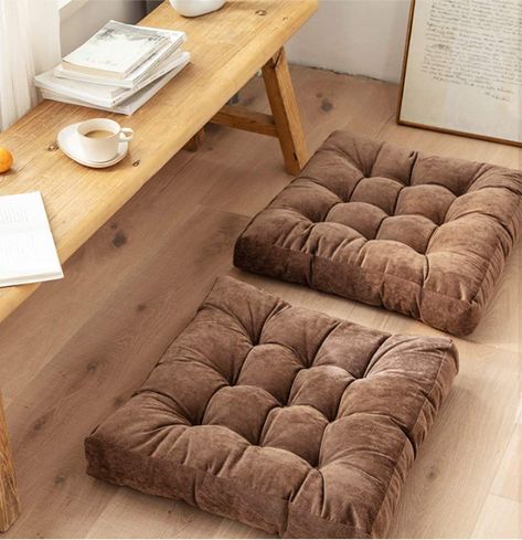 Yoga Living Room, Tatami Futon, Square Floor Pillows, Large Floor Pillows, Sitting Pillows, Tufted Seat Cushion, Floor Sitting, Meditation Pillow, Outdoor Seat Cushions