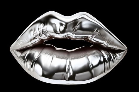 Lips silver shiny monochrome.  | premium image by rawpixel.com / Jennifer Claesson Lip Illustration, Silver Lips, Famous Art Paintings, Chrome Art, Lips Illustration, Silver Aesthetic, Animal Background, Background Black, Famous Art