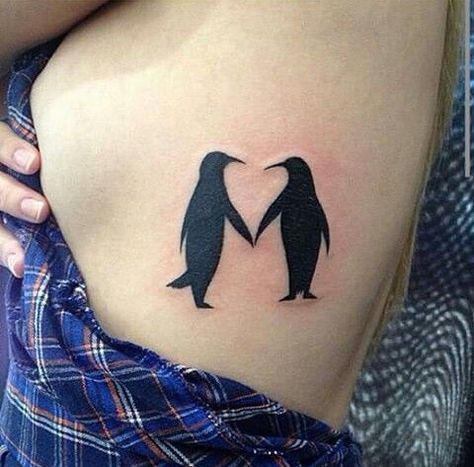 Chest Tattoos For Guys, Matching Ideas, Kiss Tattoos, Penguin Images, Penguin Tattoo, Cool Chest Tattoos, Chest Tattoos, Chest Tattoo Men, Cartoon Tattoos