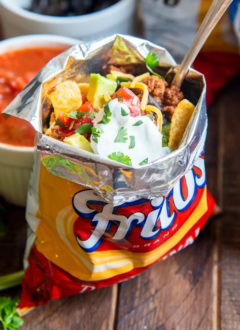 Walking Tacos (Taco Salad in a bag) – Like Mother, Like Daughter Salad In A Bag, Salad Bag, Quick Dinner Options, Walking Tacos, Like Mother Like Daughter, Party Dishes, Tailgate Food, Taco Night, Fruit Salad Recipes