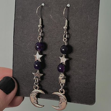 Whimsigoth Celestial Fairy Moon and Star Dangle... - Depop Whimsigoth Board, Whimsigoth Diy, Whimsigoth Earrings, Whimsigoth Accessories, Whimsigoth Jewelry, Celestial Fairy, Fairy Moon, Star Dangle Earrings, Moon And Star