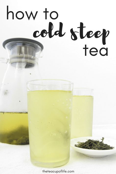 Cold brew coffee is a thing and so is cold steep tea. The cold steep tea (aka cold brew tea) method is similar as it involves making your tea with cold water only, eliminating the water-heating process. Don’t confuse it with iced tea as cold steeping tea does not involve any ice but this method is still refreshing and offers many advantages. Since you are using no hot water here, the tea leaves are extracted much slower which may result in a lighter-bodied tea with less astringency and bitternes Cold Tea Recipes, Cold Brew Tea, Cold Brew Iced Tea, Cold Tea, Best Herbal Tea, Medicinal Tea, Brew Tea, Iced Tea Recipes, Healthy Teas