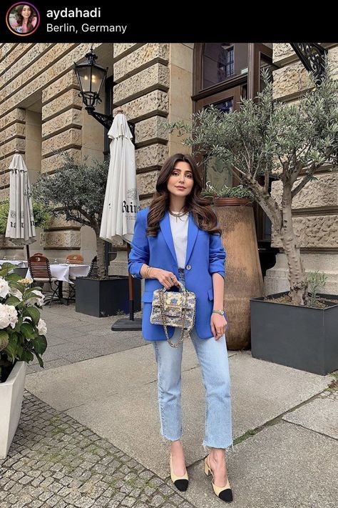 Ayda Hadi, Blue Blazer Outfit, Business Casual Dress Code, Blazer Outfits For Women, Business Casual Dresses, Looks Chic, Blazer Outfits, Professional Outfits, Another Day