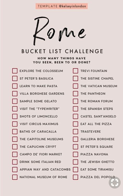 World Travel Bucket List, Rome Bucket List, Adventure List, Italy Trip Planning, Rome Travel Guide, Europe 2024, Travel Infographic, Holiday Travel Destinations, Trip To Italy