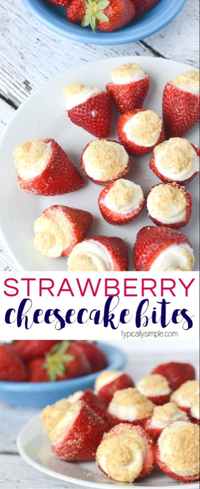 No Bake Strawberry Cheesecake, Strawberry Cheesecake Bites, Healthy Afternoon Snacks, Dessert Party, Baked Strawberries, Dessert Dips, Cheesecake Bites, Summer Snacks, Deilig Mat