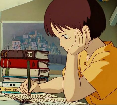 Books, Anime, Whisper Of The Heart, Anime Icons, Desk