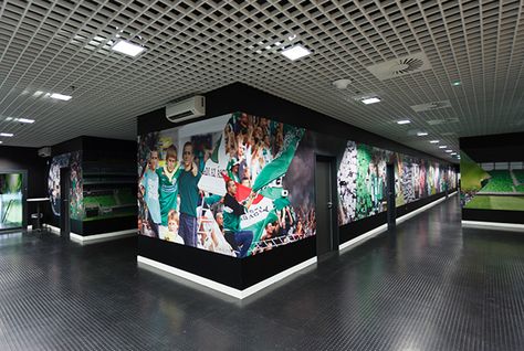 FTC Football Stadium graphic design & interior design on Behance Stadium Interior Design, Football Stadium Design, Stadium Branding, Stadium Interior, Football Rooms, Meeting Room Design, Graphic Design Interior, Gym Club, Football Shop