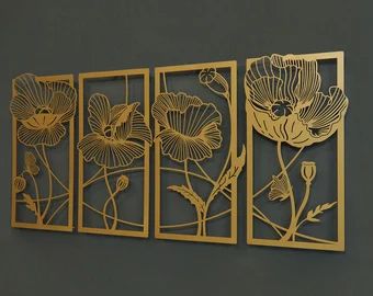 ArteperaWallArtDecor - Etsy Gold Wall Decor, Living Wall Decor, Large Metal Wall Art, Above Bed Decor, Grand Art Mural, Gold Wall Art, Large Wall Decor, Wall Decor Set, Gold Walls