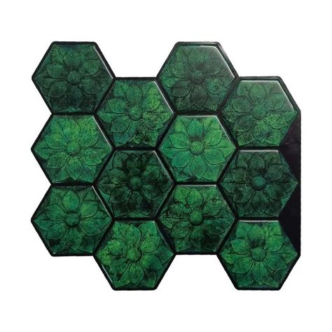 Mosaicowall - Etsy Hexagon Kitchen Backsplash, Hexagon Kitchen, Green Hexagon Tile, Honeycomb Kitchen, Peel And Stick Backsplash, 3d Wall Tiles, 3d Tiles, Stick Backsplash, Diamond Wall