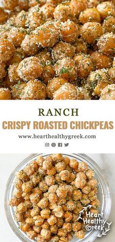 Crispy Roasted Chickpeas - Heart Healthy Greek Chickpeas, Crispy Roasted Chickpeas, Chickpea Recipes, Snacks Saludables, Roasted Chickpeas, Heart Healthy Recipes, Healthy Meal Prep, Healthy Snacks Recipes, Heart Healthy