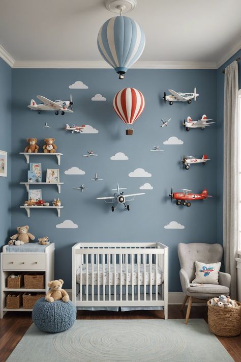 20 Cute Baby Boy Nursery Ideas For Your Little One – ToolzView Baby Boy Bedroom Wallpaper, Nursery Ideas Disney Themed Rooms, Baby Boy Room Inspiration, Baby Boy Airplane Nursery, Baby Room Boy Ideas, Newborn Room Ideas Boy, Cool Boy Nursery, Baby Boys Room Ideas