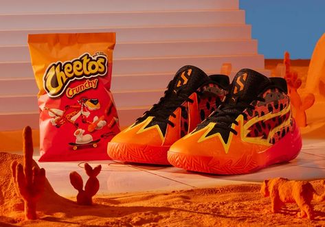 Cheetos PUMA Scoot Henderson Shoes | SneakerNews.com High-top Basketball Shoes With Padded Tongue, Cheetah Print Basketball Shoes, Pg 6 Hot Wheels Shoes, Lamelo Ball Shoes Mb.02, Multicolor High-top Leather Basketball Shoes, Bb Shoes, Sneakers Sketch, Puma Rs-x, Lamelo Ball