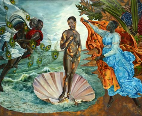 Words and Pictures: Viral artist Harmonia Rosales' first collection of paintings reimagines classic works with black femininity - Los Angeles Times Black Women Artists, Images D'art, Afrocentric Art, Afro Art, African American Art, Black Artists, African Art, Female Artists, Black Art