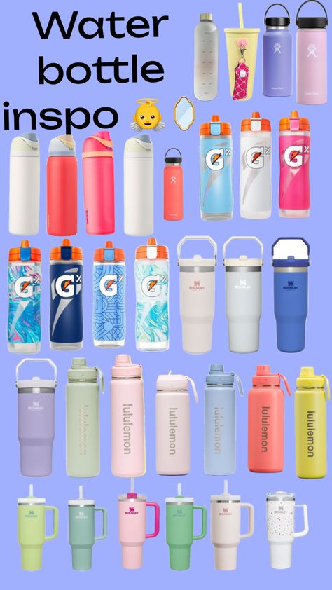 Water bottle inspo! If you want more inspo let me know! Cute Water Bottles For School, Cute Preppy Water Bottle, Preppy Clear Water Bottle, Preppy Water Bottle, Prwppy Water Bottle, Preppy Owala Water Bottle, Water Bottle Aesthetic, Trendy Water Bottles Walmart, School Locker Organization