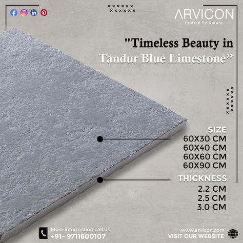 Experience the soothing allure of Tandur Blue Limestone to your flooring, walling and any outdoor applications. Beyond its aesthetic allure, boasts remarkable durability. Enduring power of nature, standing strong against time and all weather. . For more information :- https://arvicon.com/ ☎+91-9711600107 💌 arvicon@arvicon.com . #TandurBlueLimestone #NaturalStone #BlueHues #ElegantFlooring #OutdoorElegance #IndoorCharm #LimestoneBeauty #TimelessTexture #SereneSpaces #StoneInspiration Blue Limestone, Design Theme, Power Of Nature, Stand Strong, Blue Hues, Timeless Beauty, More Information, Flooring, Texture