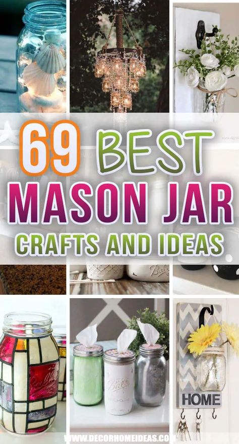 Best Mason Jar Crafts And Ideas. Add some easy home decorations with these mason jar crafts and ideas. Add a personal touch with your own DIY projects with mason jars. #decorhomeideas Christmas Craft Ideas To Sell, Christmas Craft Ideas To Make, Mason Jar Gifts Recipes, Kids Christmas Craft Ideas, Glass Jar Crafts, Easy Mason Jar Crafts Diy, Jar Decorating Ideas, Mason Jars Crafts, Jar Christmas Crafts