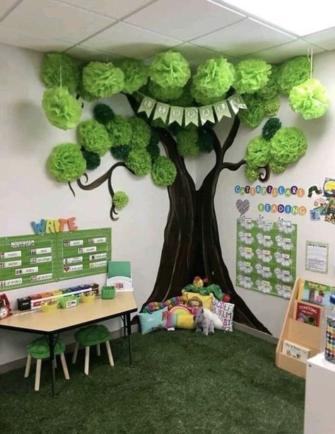 Classroom Tree, Jungle Theme Classroom, Paper Trees, Diy Classroom Decorations, Classroom Wall Decor, Art Classroom Decor, Preschool Classroom Decor, Theme Nature, Decor Studio