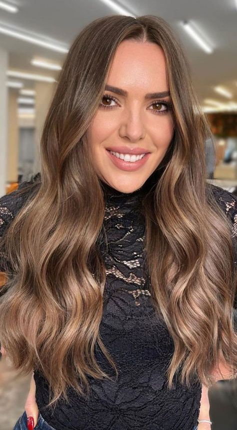 Blonde Brown Mix Hair, Golden Toffee Hair, Toffee Highlights On Brown Hair, Golden Caramel Hair Color, Brushlight Hair Brown, Toffee Hair Color Brown, Soft Highlights For Brown Hair, Toffee Brown Hair, Brown Hair With Golden Highlights