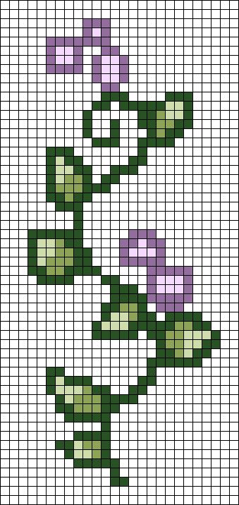 Alpha pattern #60744 | BraceletBook Easy Pixel Pattern, Lilac Pixel Art, Pixel Drawing Flower, Lilac Cross Stitch Pattern, Simple Flower Pixel Art, Plant Pearler Beads, Pixel Art Flowers Aesthetic, Pixel Art Pattern Flower, Perler Beads Flower Pattern