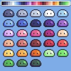 Pixel Art Palettes, Pixel Art Pallet, Crystals Pixel Art, Pixel Art 2 Colors, Pixel Art Practice, Pixel Art Characters Tutorials, Pixel Art Slime, Crystal Pixel Art, Pixel Art Reference