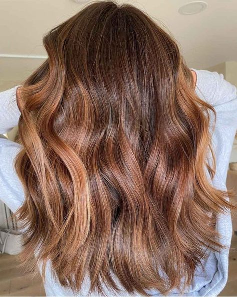 Balayage, Subtle Red Balayage Brunettes, Balayage To Red Hair, Bronde Balayage Auburn, Light Brown And Auburn Balayage, Red Tint Balayage Hair, Auburn Partial Balayage, Auburn With Copper Balayage, Medium Golden Copper Balayage