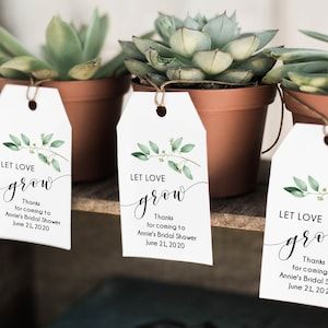 Succulent Favor Tags Bridal Shower Editable Template Greenery | Etsy Watch Me Grow Tags, Baby Shower Verde, Baby Shower Boho, Succulent Wedding Favors, Succulent Favors, Watch Me Grow, Diy Gifts For Mom, Green Baby Shower, Wedding Shower Favors