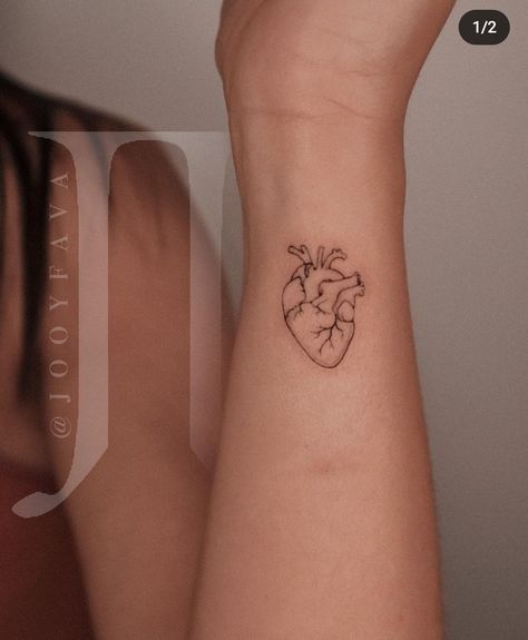 Heart Tattoo Wrist, Anatomical Heart Tattoo, Anatomical Heart, Fine Line, Heart Tattoo, Tatting, Tattoo Ideas, Tattoos