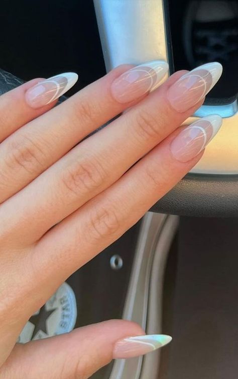 Almond Nails White, White Summer Nails, French Almond, Acrylic Nail Designs Coffin, Wedding Nails French, Nails White, Almond Nail, Cute Summer Nails, Black Nail Designs