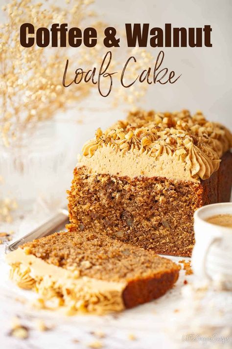 This coffee loaf cake with walnuts is the perfect blend of robust coffee flavour and nutty texture with hints of subtle baking spices. Topped with creamy coffee buttercream this is a quick and simple coffee and walnut loaf cake to put together. Coffee Loaf Cake, Coffee Loaf, Walnut Loaf Cake, Walnut Loaf, Baking Spices, Coffee And Walnut Cake, Coffee Buttercream, Coffee Cupcakes, Loaf Cake Recipes