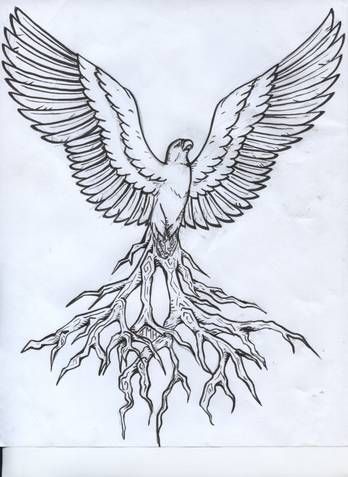 Roots + Wings tattoo commission by sockfuzzy Eagle Wing Tattoos, Roots Drawing, Tattoo Girl Wallpaper, Roots Tattoo, Tattoo Neck, Super Tattoo, Roots And Wings, Summer Tattoo, Cloud Tattoo