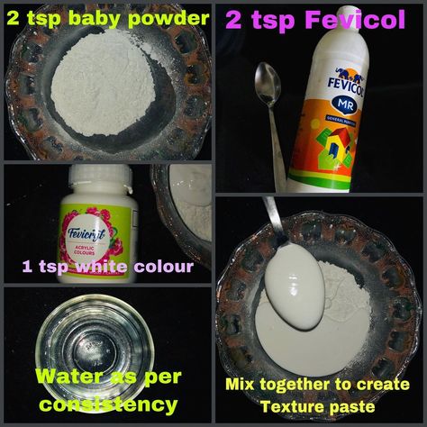 DIY your own Texture Paste/ Gesso for texture painting 🖼😊☺️ Mix baby powder , Fevicol and acrylic White colour( u can use other colour… Plaster Paint, Texture Paste, Texture Paint, Mixed Babies, Instagram Diy, Baby Powder, U Can, White Colour, Color Textures