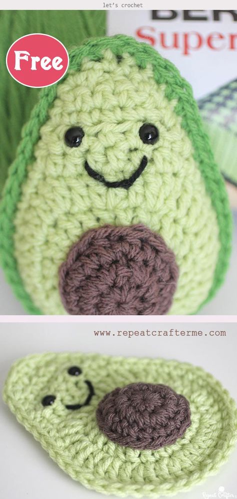 Crochet Avocado Pillow Pattern Free, Avocado Amigurumi Free Pattern, Amigurumi Free Pattern Food, Crochet Small Projects Free Pattern, Crochet Amigurumi Food Free Patterns, Avocado Crochet Pattern Free, Crochet Avocado Pattern Free, Crochet Potato Pattern Free, Amigurumi Food Free Pattern