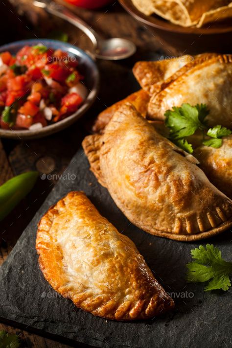 Homemade Stuffed Chicken Empanadas by bhofack2. Homemade Stuffed Chicken Empanadas on a Background#Chicken, #Stuffed, #Homemade, #Background Chicken Empanadas, Beef Empanadas, Empanadas Recipe, Meat Pie, Cooking Instructions, Tortillas, Travel Food, Food Styling, Food Photo