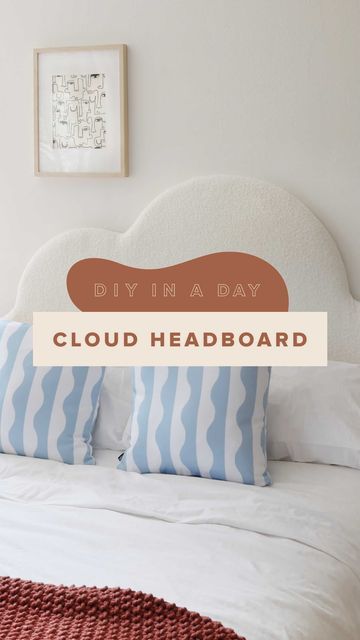 Rainbow Unicorn Bedroom, Cloud Headboard, Reupholster Headboard, Rainbow Headboard, Head Boards, Diy Clouds, Easy Diys, Full Headboard, Fabric Headboard