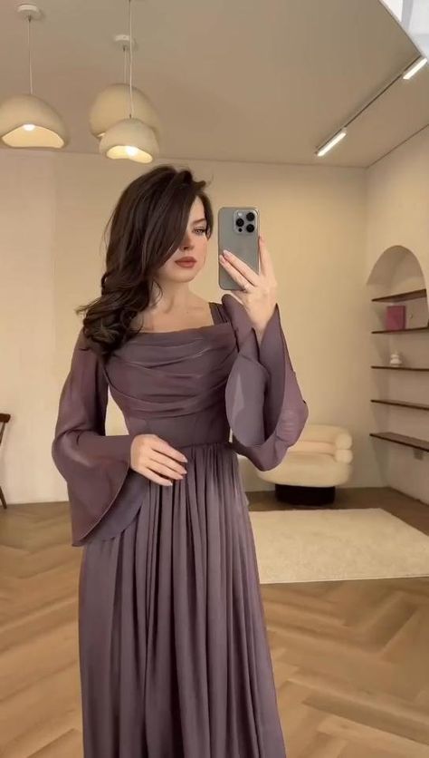 Dress For Hijab Girl, Elegant Jumpsuits For Women, Satin Modest Dress, Hijab Dress Party Simple, Hijabi Dresses Soiree, Modest Party Dress, Modest Looks, English Wears, Event Dresses Classy