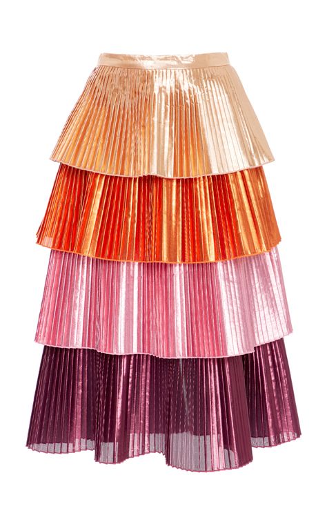 Delfi Collective  Lauren Tiered Skirt Pleated Skirt Pattern, Runway 2020, Accordion Skirt, Colorful Skirts, Multicolor Skirt, Rock Outfit, Tiered Skirts, Red Skirts, Pink Skirt