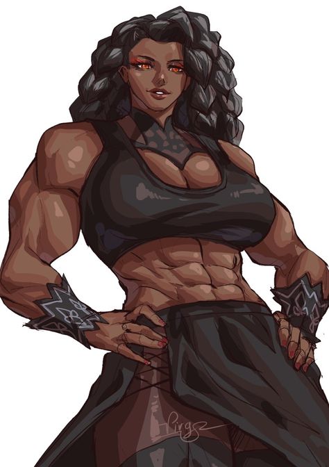 Barbarian Woman, Tomboy Art, Buff Women, Female Character Concept, Black Anime Characters, Wow Art, Muscle Girls, Afro Art, Female Character Design