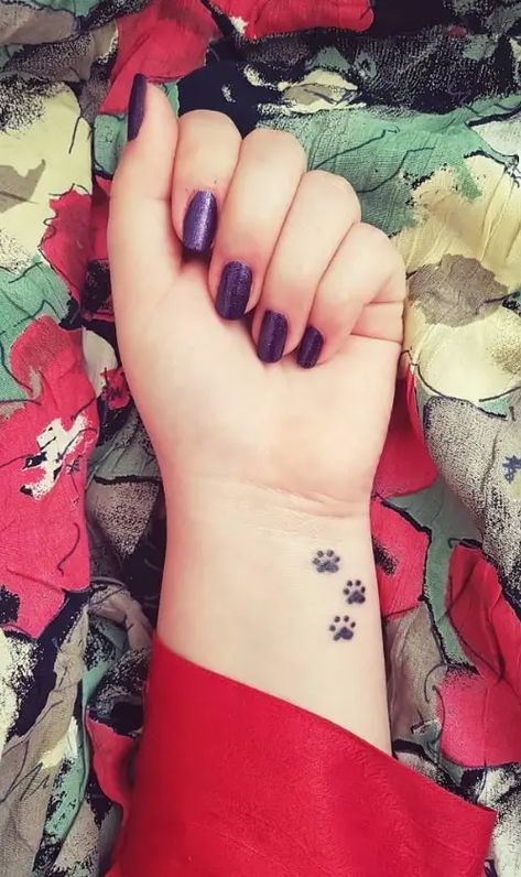 Daisy With Paw Print Tattoo, Small Paw Print Tattoo With Initial, Pawprint Tattoo Wrist, Paw Print With Initial Tattoo, Pawprint Tattoos, Paw Print Tattoos, Cat Paw Print Tattoo, Bully Puppy, Halo Tattoo