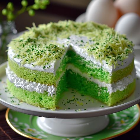 🌿 Experience the unique flavor of Pandan Cake! 🎂 #PandanCake #UniqueDesserts Pandan Cake Ingredients: Cake flour (1 cup) Baking powder (1 tsp) Salt (1/4 tsp) Pandan extract (1 tbsp) Coconut milk (3/4 cup) Sugar (3/4 cup) Eggs (4, separated) Cream of tartar (1/4 tsp) Instructions: Preheat oven to 350°F (175°C). Sift flour, baking powder, and salt together. Beat egg yolks and sugar until pale. Add pandan extract and coconut milk to the egg mixture. Gradually add the dry ingredients. Beat eg... Pandan Cake, Instagram Recipes, Twisted Recipes, Unique Desserts, Egg Yolks, Trending Recipes, Asian Desserts, Cream Of Tartar, Cake Flour